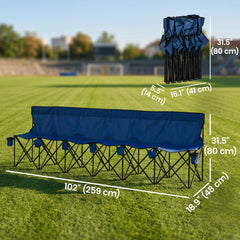 6 Seat Folding Camping Chair with Cup Holder and Carrying Case for Camping, Picnic, Sport Events, Black