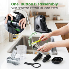 Cold Press Juicer Machine with 95% High Yield and 2-Speed Modes-Sliver