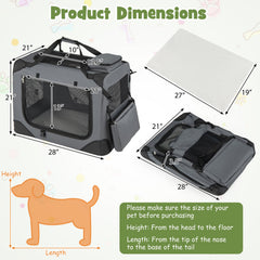 Collapsible Soft Dog Crate Travel Crate with Mesh Windows and 3 Doors-M