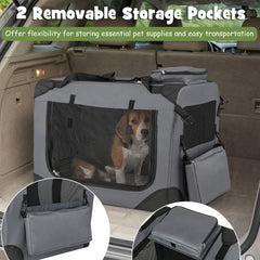 Collapsible Soft Dog Crate Travel Crate with Mesh Windows and 3 Doors-M