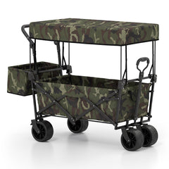 Collapsible Wagon with Removable Canopy and Detachable Storage Bag-Green