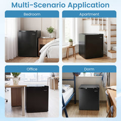 Compact Mini Fridge with 7-Level Adjustable Thermostat-Black