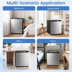 Compact Mini Fridge with 7-Level Adjustable Thermostat-Silver