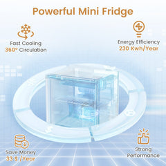 Compact Mini Fridge with 7-Level Adjustable Thermostat-White