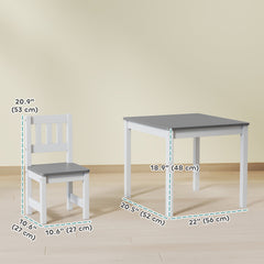 Kids Table and Chairs Set, Toddler Table and 2 Chair Set for Activity, Art, Craft, Reading, Learning, Grey