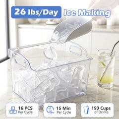 Crescent Ice Maker Countertop 26 Lbs/24H Ice Machine with 16 Crescent Cubes-Black