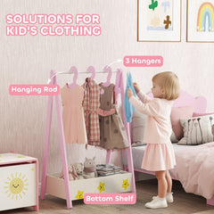 Kids Clothing Rack with Storage Shelf, Hangers, for Nursery Room, Living Room, Playroom, Green