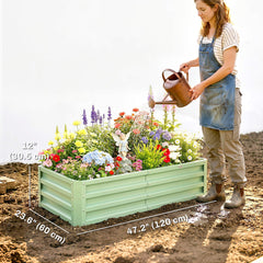 Galvanized Raised Garden Bed, Outdoor Planter Box for Vegetables, Flowers, Herbs, 4' x 2' x 1', Light Green