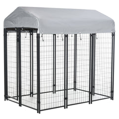 Outdoor Dog Kennel with Waterproof UV-Resistant Cover, 4 x 4 x 4.5 ft
