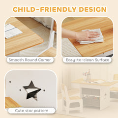 3 Piece Kids Table and Chair Set with 6 Removable Drawers, for Classroom, Living Room, Bedroom, Nursery, Light Grey