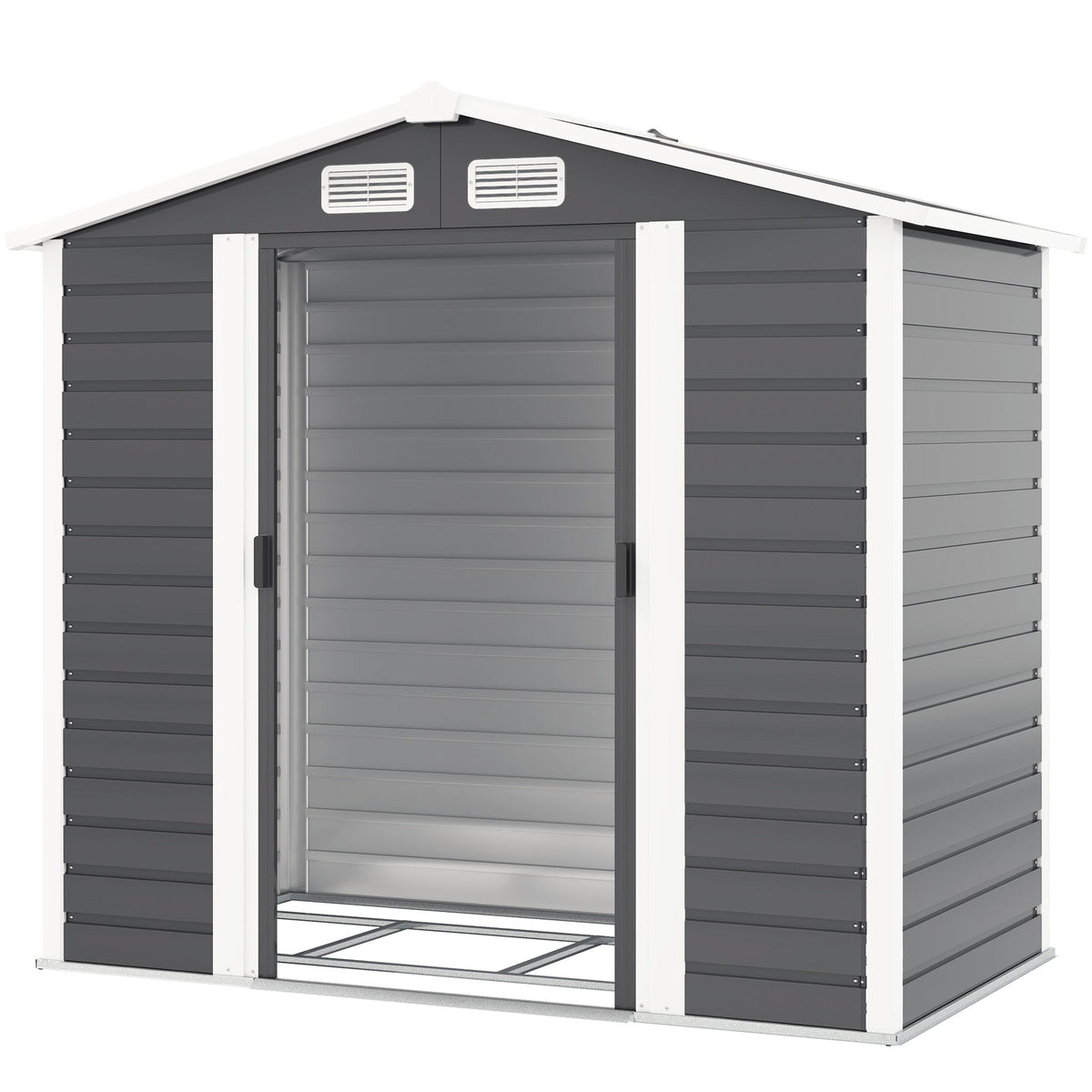 7' x 4' Outdoor Storage Shed, Metal Garden Shed with Lockable Doors and Gloves for Backyard, Garden, Patio, Dark Grey