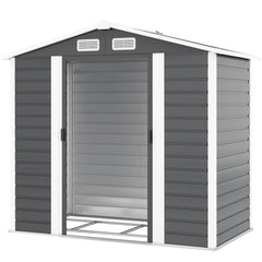 7' x 4' Outdoor Storage Shed, Metal Garden Shed with Lockable Doors and Gloves for Backyard, Garden, Patio, Dark Grey