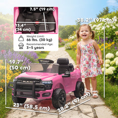 12V Ride on Car, Licensed Dodge RAM 3500 Electric Vehicle with Remote Control, Suspension for 3-5 Years, Black