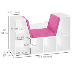 6-Cubby Bookcase with Seat Cushion, Cube Storage Shelf with Reading Nook for Home Office, Study, Blue