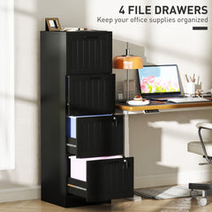 2 Drawer Filing Cabinet with Lock, Office Storage Cabinet with Adjustable Hanging Bars for A4 Letter Size Files, Black