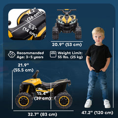 Kids 4 Wheeler Quad with Music, Headlights, High & Low Speed, Kids ATV for 3-5 Years Old Boys & Girl, Red