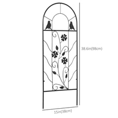 2 Pack Outdoor Metal Garden Trellis, Birds and Leaves Grid Panels for Roses, Vine Flower, Cucumber, Clematis, 39" Tall
