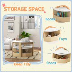 5 Piece Kids Table and Chair Set with Storage for Kids Room, Grey