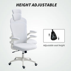 Office Chair, Mesh Computer Desk Chair with Adjustable Headrest, 4D Lumbar Support, Flip-up Arm, Grey