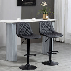 Bar Stools Set of 2, Swivel Counter Height Barstools with Back, Footrest, Adjustable Height, Black