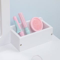 Kids Vanity Set with Mirror and Stool, Makeup Dressing Table with Drawers for Children Aged 3-6 Years, White