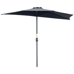9ft Half Patio Umbrella Round Balcony Umbrella Waterproof Window Sun Shade w/ 5 Ribs Beige