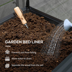 Raised Garden Bed with Cover, Metal Elevated Planter Box with Bottom Shelf and Liner, Black