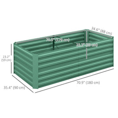 Galvanized Raised Garden Bed, Steel Outdoor Planters with Reinforced Rods, 71" x 35" x 23", Light Green
