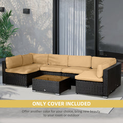 Outdoor 14pc Patio Rattan Sofa Set Cushion Polyester Cover Replacement Set - No Cushion Included Beige