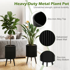 Decorative Flower Pots with Stand and Drainage Holes Set of 2-S