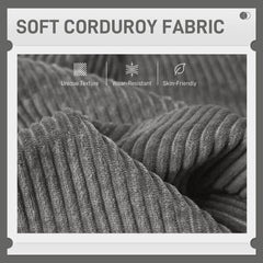 Modern Couch, 3 Seater Sofa, Corduroy Loveseat with Rubberwood Legs and Extra-Wide Seat, Grey