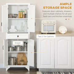 Freestanding Storage Cabinet, Kitchen Pantry Cabinet with 2 Shelves, 4 Doors for Dining Room, Black