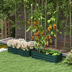 Galvanized Raised Garden Beds, Outdoor Planter Box, Set of 2, for Flowers, Herbs and Vegetables, Black