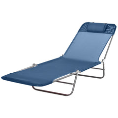 Folding Outdoor Lounge Chair Set of 2, Reclining Tanning Chair with 5-Position Adjustable Backrest, Black