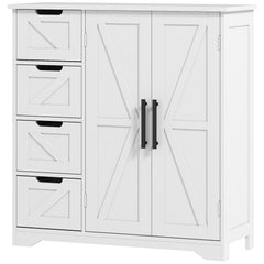 Bathroom Floor Cabinet, Farmhouse Bathroom Storage Cabinet with Adjustable Shelf, Black
