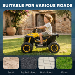 Kids 4 Wheeler Quad with Music, Headlights, High & Low Speed, Kids ATV for 3-5 Years Old Boys & Girl, Red