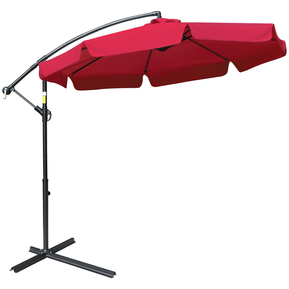 11 FT Cantilever Patio Umbrella Offset Parasol with Cross Base and 8 Ribs for Garden, Black