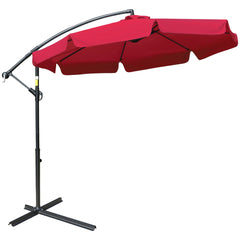 11 FT Cantilever Patio Umbrella Offset Parasol with Cross Base and 8 Ribs for Garden, Black