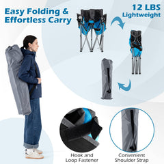 Double Camping Chair with Carry Bag Cup Holders-Blue