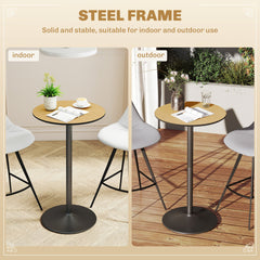 Round Table for 2, 40.2 Inch Bar Height Pub Table with Steel Frame, Non-Slip Base for Living Room, Kitchen, Natural Wood