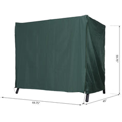 Outdoor Swing Cover, Large 3-Seat Patio Swing Chair Hammock Cover UV Resistant Windproof All Weather Protection, Green
