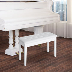 30" Piano Bench with Padded Cushion and Storage, Faux Leather Keyboard Bench with Solid Wood Legs, Black