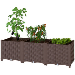 Plastic Raised Garden Bed with Legs, Self Watering Elevated Planter Boxes with Drainage Holes and Plugs