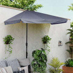9.8ft Half Umbrella Semi Round Patio Parasol with Crank Handle, Top Vent for Garden, Balcony- NO BASE INCLUDED, Green