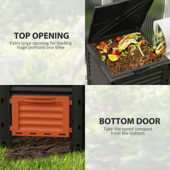 Garden Compost Bin Large Outdoor Compost Container 80 Gallon Fast Creation of Fertile Soil Aerating Compost Box, Easy Assembly, Black