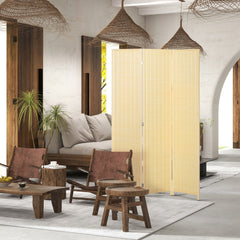 Woven Bamboo Room Divider, 4 Panel Folding Indoor Privacy Screens for Home Office, 71"x71"x0.6", Natural