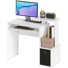 Computer Desk with Sliding Keyboard Tray Storage Drawer Shelf Home Office Workstation Grey