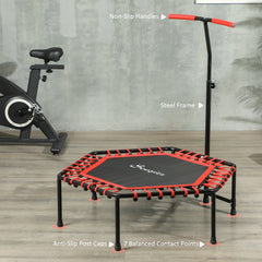 45" Rebounder Trampoline for Adult, Quiet Bungee Rebounder with LED Lights and Adjustable Handle, Red