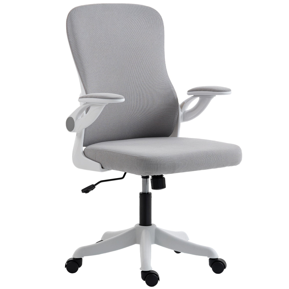 Ergonomic Office Chair, Swivel Desk Chair with Adjustable Lumbar Support and Height, Flip-up Armrests, Wheels, Grey