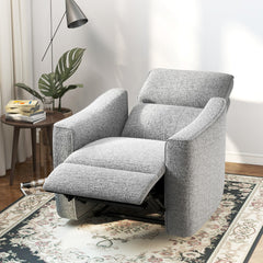 Power Recliner Chair, Chenille Upholstered Recliner Chair with USB Ports, Footrest, Dark Grey